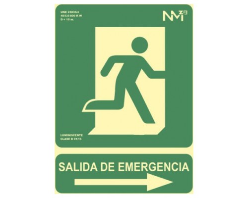 SEÑAL HOMOLOGADA SEGURIDAD SALIDA EMERGENCIA DERECHA 320x160MM PVC VERDE ARCHIVO2000 6170-16H VE (Espera 4 dias)